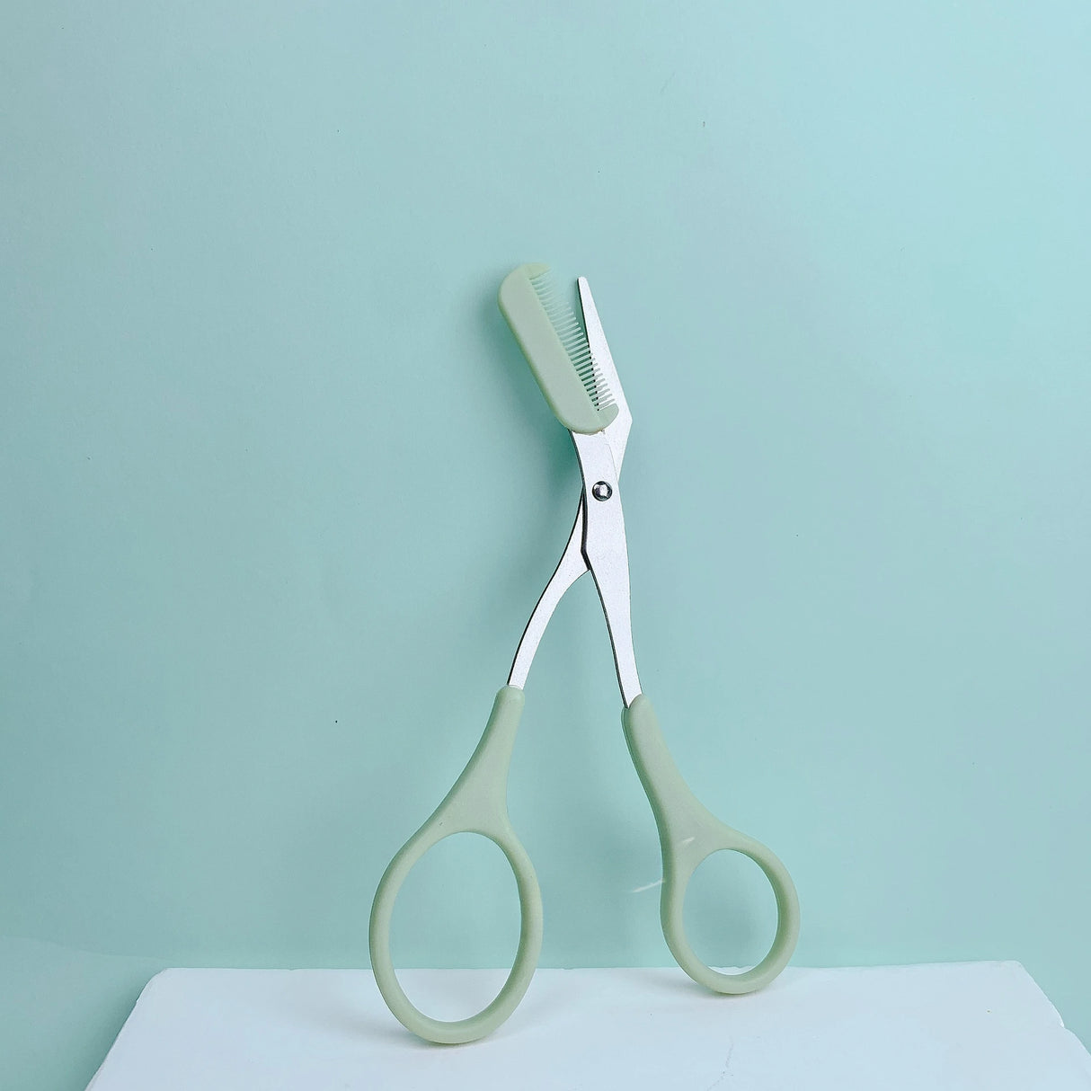 Pink Eyebrow Trimming Scissors with Comb - Stainless Steel Grooming Tool