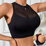 Women’s Fishnet Off Shoulder Crop Top - Stylish Casual Tank Vest