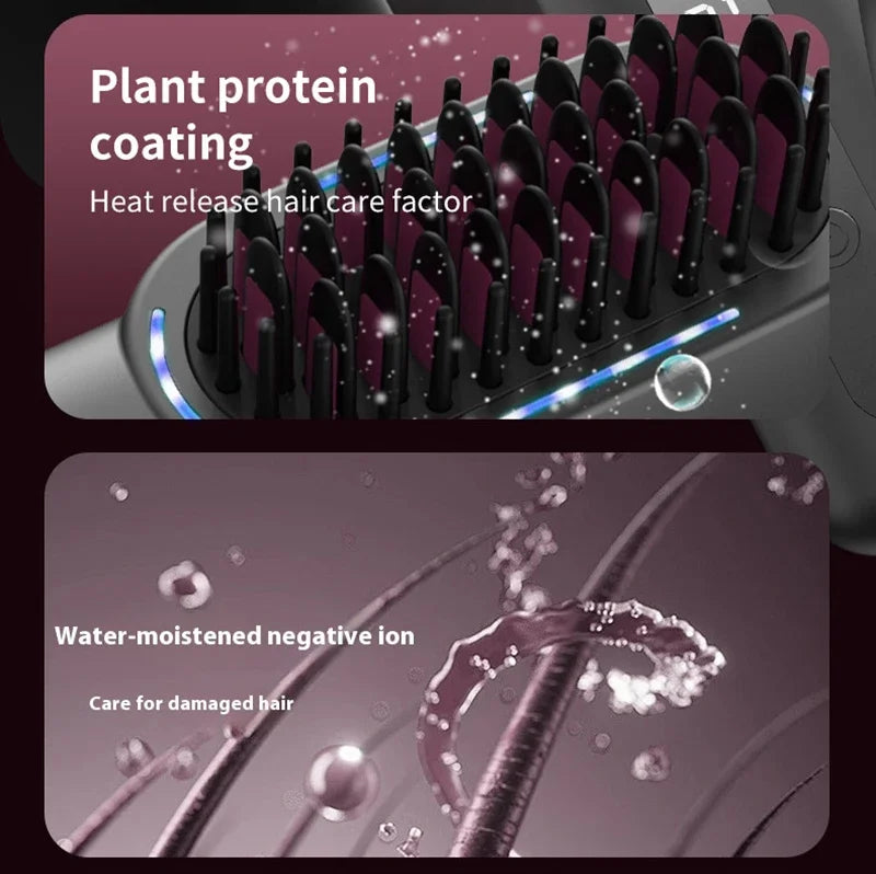 Wireless Hair Straightener Comb with Negative Ion Technology - Rechargeable