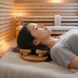 Wooden Sauna Headrest with Rotatable Disc - Sauna Accessory