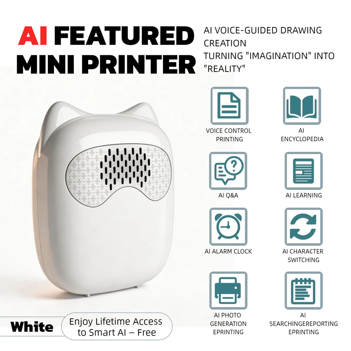 Wireless Bluetooth Mini Printer for iPhone and Android, Inkless Thermal Printing