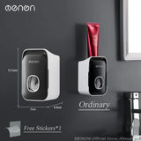 Automatic Toothpaste Dispenser Wall-Mounted Squeezer Toothbrush Holder Rack