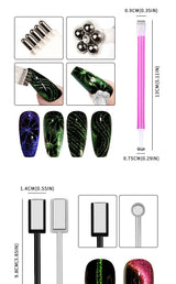 Nail Art Magnetic Stick Wand Pen Set for 3D Gel Painting - 4 Tools