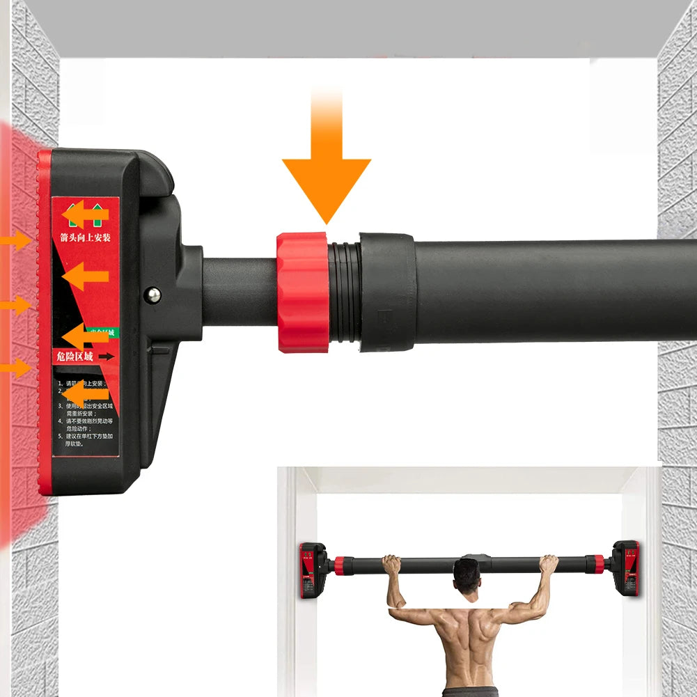 Adjustable Pull-Up Bar with Level Gauge 69-92cm, 200kg Max Load Capacity