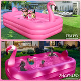 Inflatable Pool with Lights for Backyard Outdoor Use, Bright Pink 100x63x20