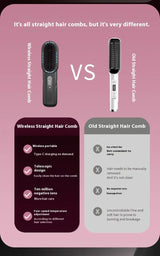 Wireless Hair Straightener Comb with Negative Ion Technology - Rechargeable