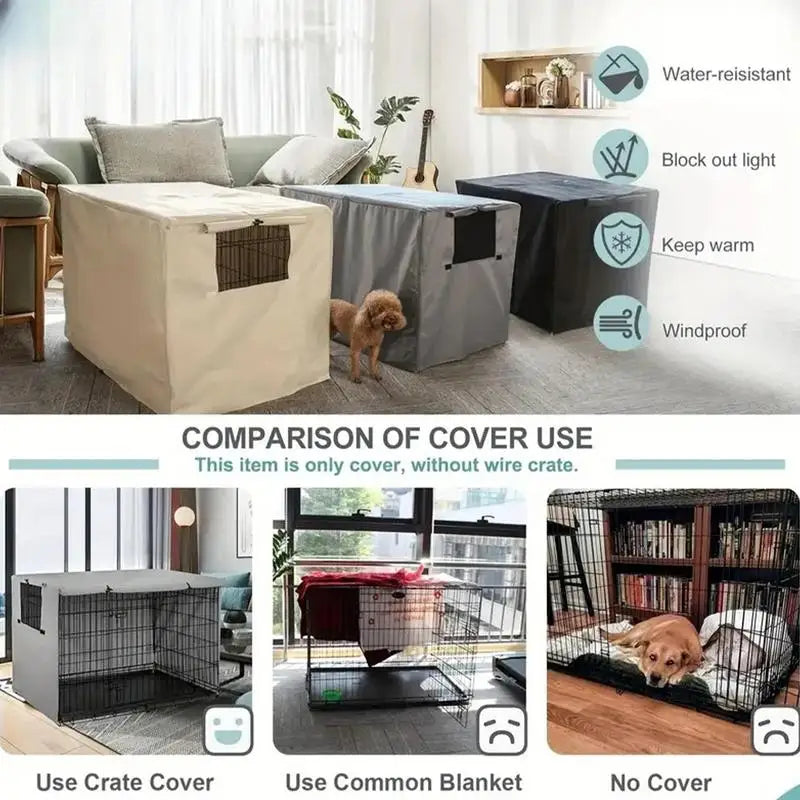 Pet Cage Cover Waterproof Oxford Dog Cat Crate Cover for Indoor Use