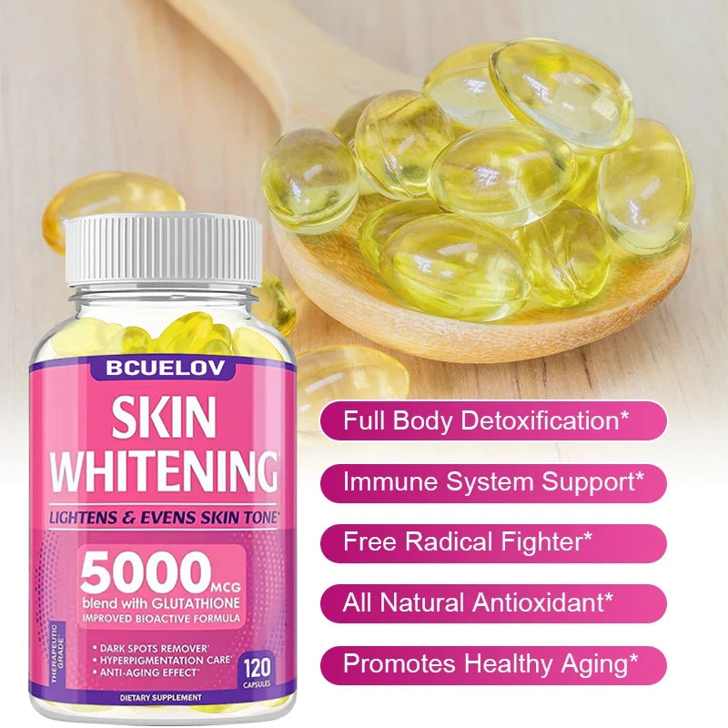 L-Glutathione 5000mcg Capsules for Dark Spot Brightening & Anti-Aging