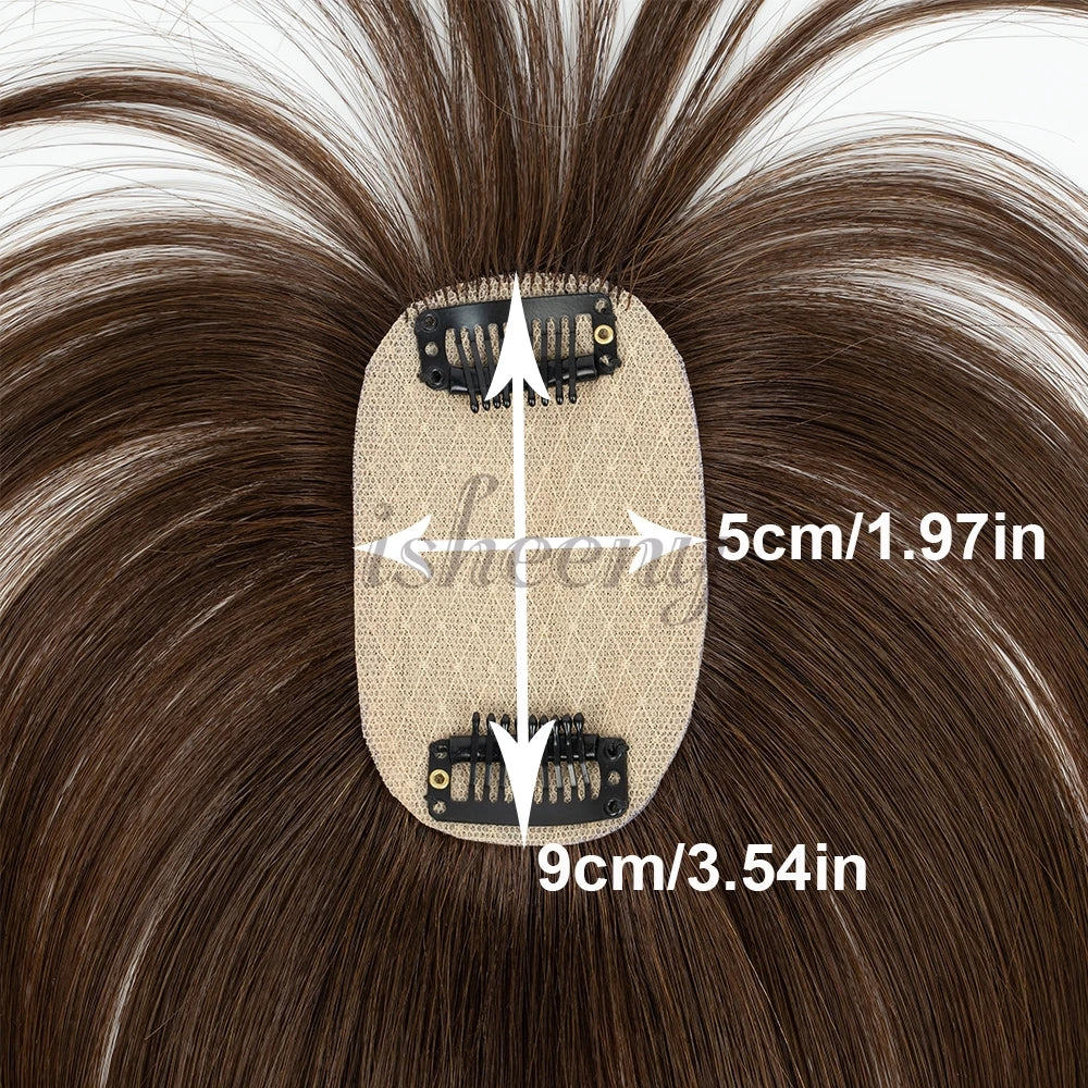 Human Hair Toppers 5x9cm Base Net 20cm Natural Look Hairpiece