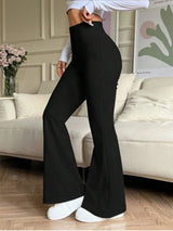Women's Black High Waisted Flared Pants Stretchy Slimming Trousers 2026