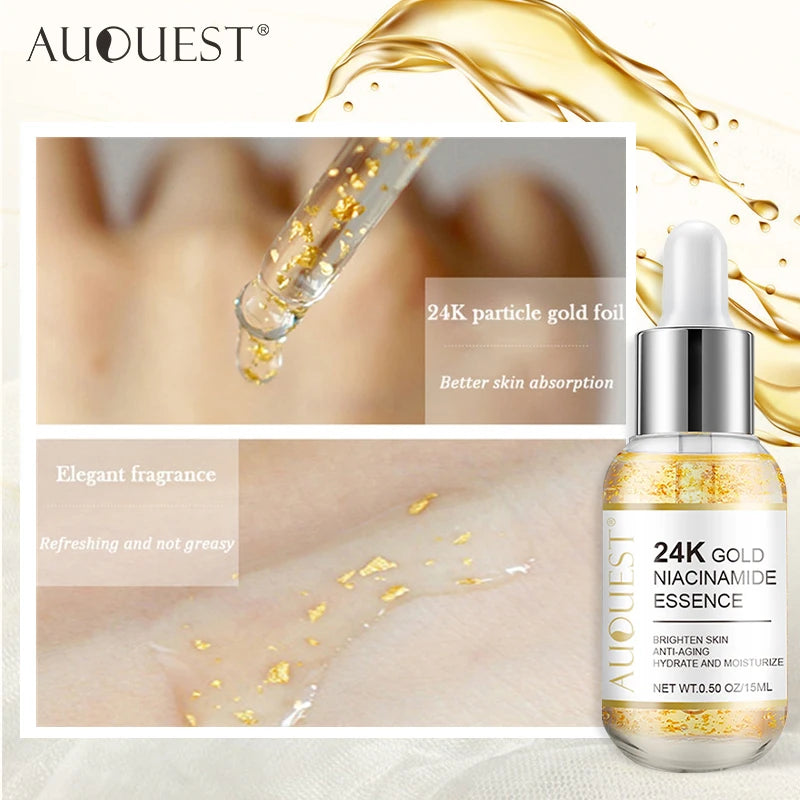 24K Gold Face Serum Niacinamide Hyaluronic Acid Anti-Wrinkle Skin Care