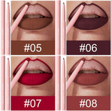 Matte Lip Liner Pencil Set 12 Colors Waterproof Highly Pigmented Makeup
