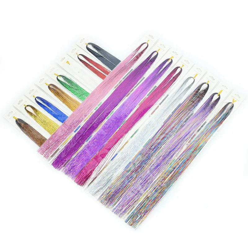 Rainbow Hair Tinsel Kit - Colorful Glitter Extensions for Braiding - 66 Strands