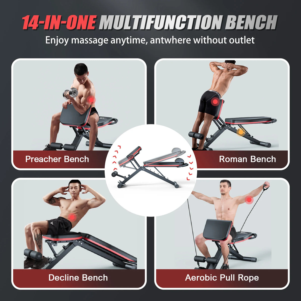 Foldable Dumbbell Bench with 6 Adjustable Levels, 1000 lbs Capacity