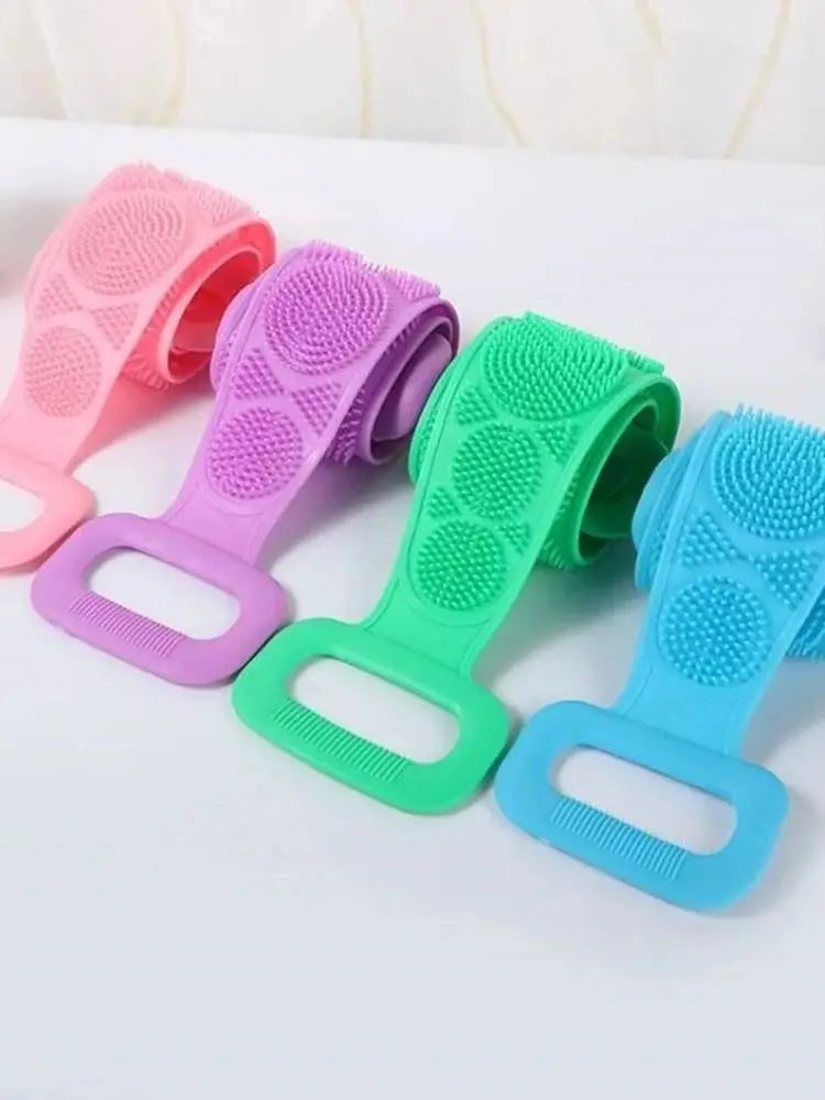 Silicone Bath Scrubber Exfoliating Brush Back Cleaner Body Strap Accessory