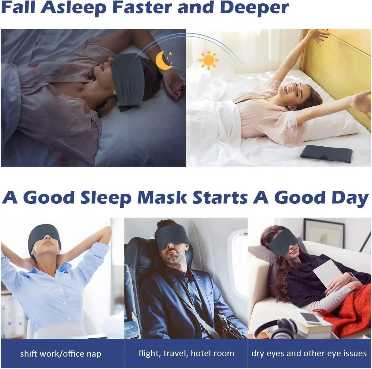 3D Contoured Travel Pillow Soft Adjustable Eye Mask Travel Accessories