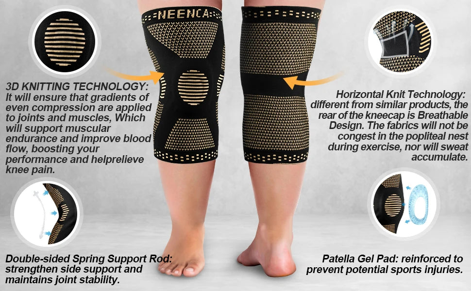 NEENCA Copper Knee Brace with Gel Pad & Stabilizers for Joint Support