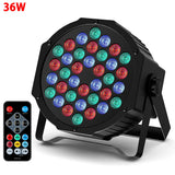 RGB LED Par Lights 36W 9 Modes Sound Activated Remote Control for Events