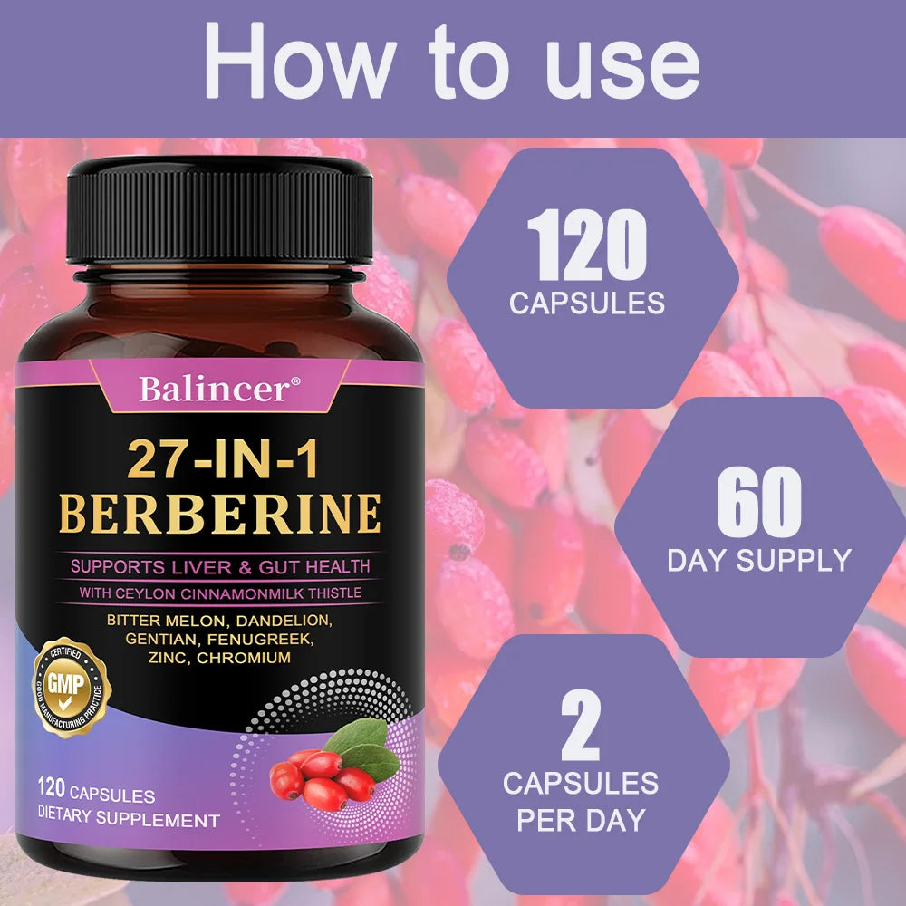 Berberine Capsules with Ceylon Cinnamon and Milk Thistle
