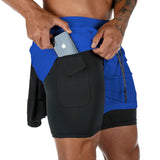 Camo Running Shorts Men 2-in-1 Quick Dry Gym Fitness Summer Workout