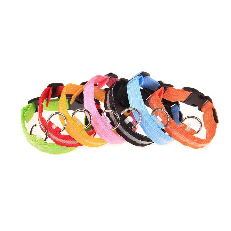 Nylon LED Dog Leash & Collar Set - Glow in the Dark, Safety Flashing Light