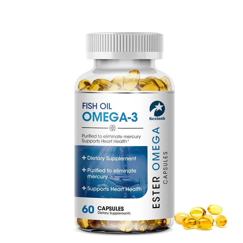 Omega-3 Fish Oil Capsules 3600mg - 120 Counts for Heart & Brain Health