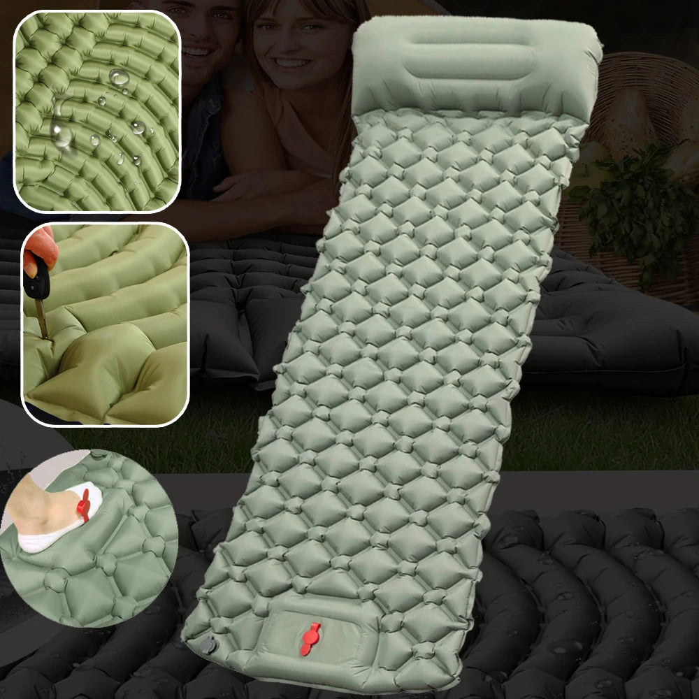 Inflatable Camping Mattress Pad with Pillows - Ultralight Air Mat