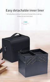 Large Makeup Train Case 4 Tier Organizer Bag for Women Travel Storage