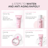 Sakura Skin Care Set - Facial Cleanser, Cream, Serum, Toner - Moisturizing Kit