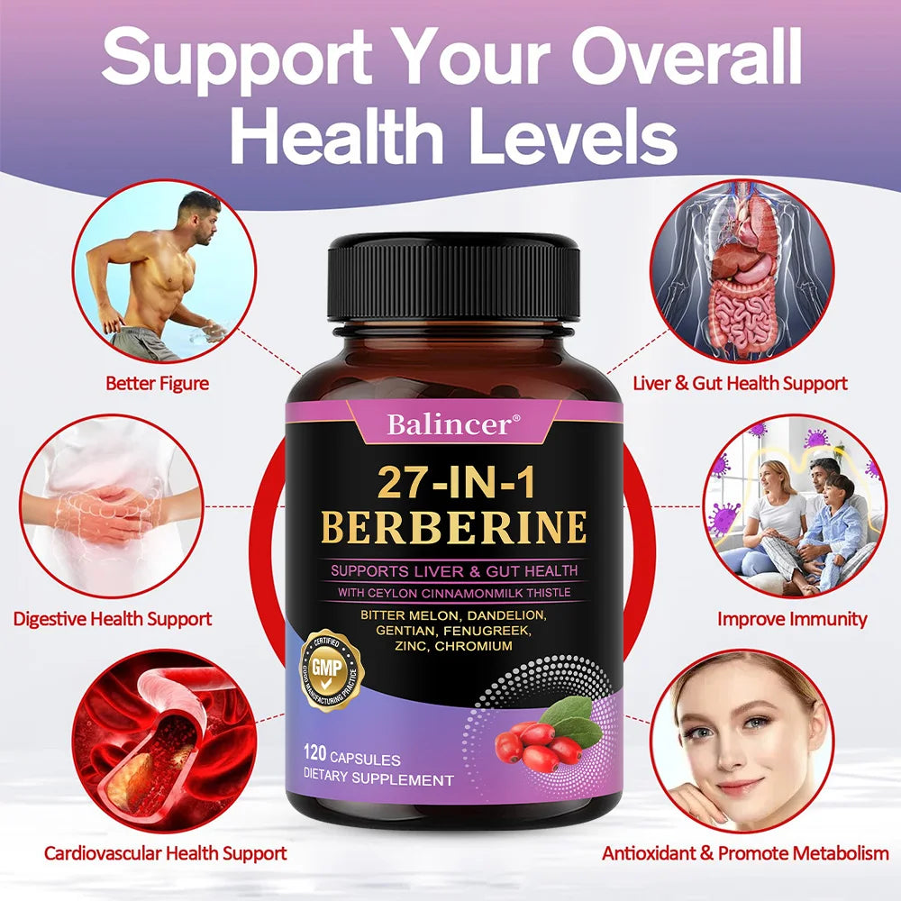 Berberine Capsules with Ceylon Cinnamon and Milk Thistle