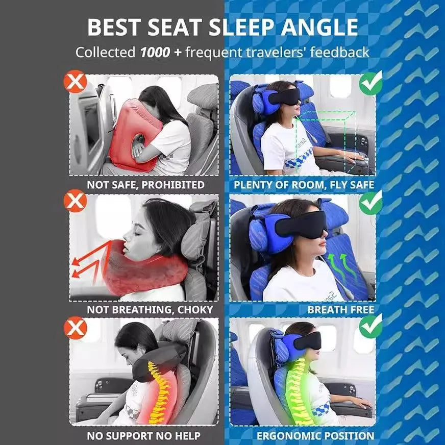 3D Contoured Travel Pillow Soft Adjustable Eye Mask Travel Accessories