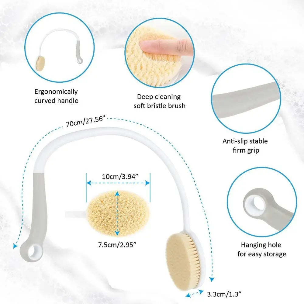 Bendable Back Shower Brush - Long Handle Exfoliating Tool for Bathing