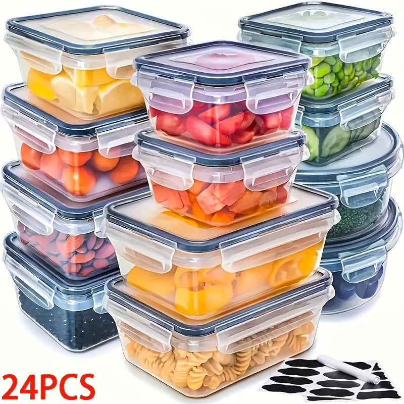 BPA-Free Food Storage Set with 24 Airtight Containers and Lids, 48 Pieces