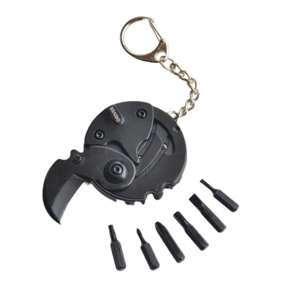 Multifunctional Keychain Screwdriver Hexagon Folding Coin Knife EDC Tool