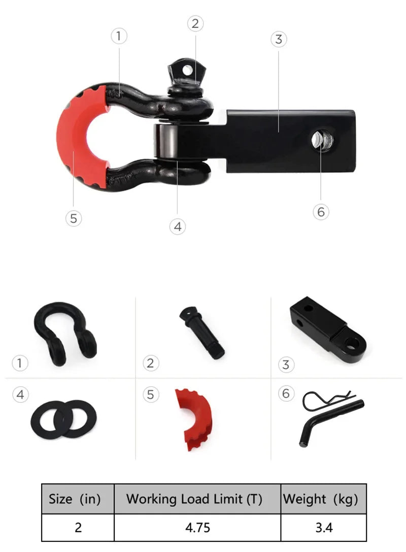 Heavy Duty Tow Hitch Receiver 2" 35,000 Lbs 16 Ton Break Strength Off-Road