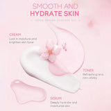 Sakura Skin Care Set with Cleanser, Serum, Eye Cream, Facial Cream - Travel Kit