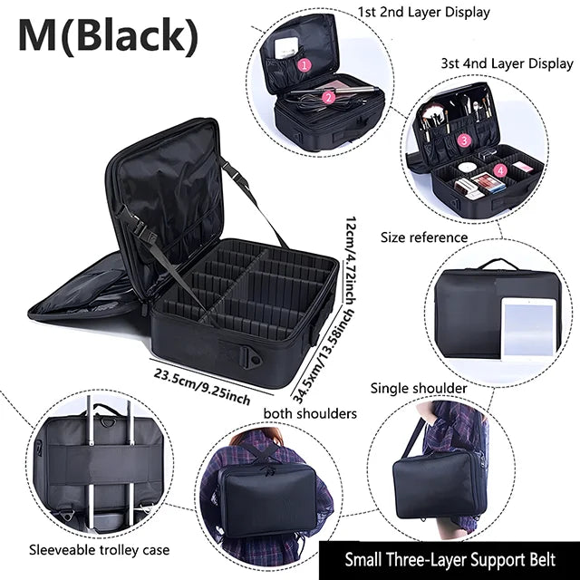 Professional Makeup Case Large Capacity Cosmetic Organizer for Travel