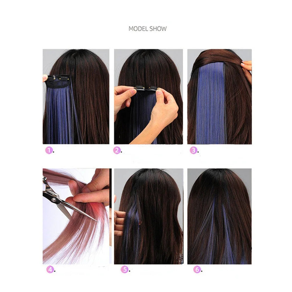60cm Clip In Hair Extensions Synthetic Long Straight Hairpiece Accessories