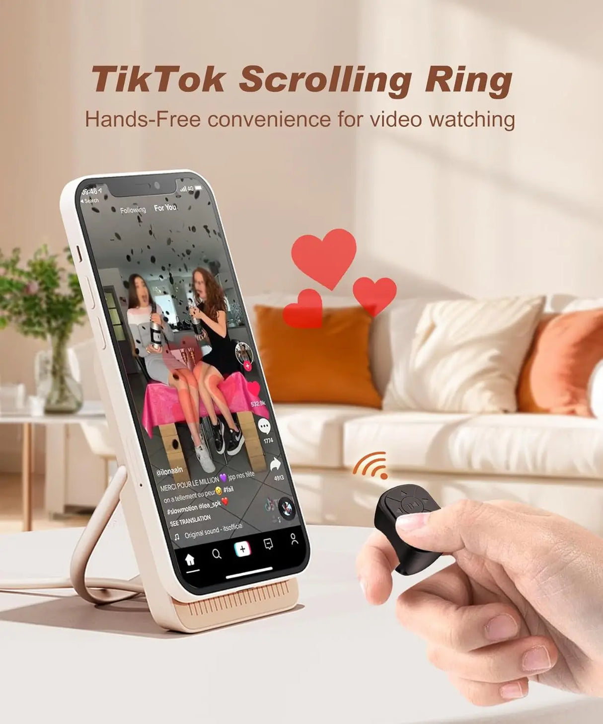Tiktok Scrolling Ring Remote Control for iPhone iPad Android Bluetooth