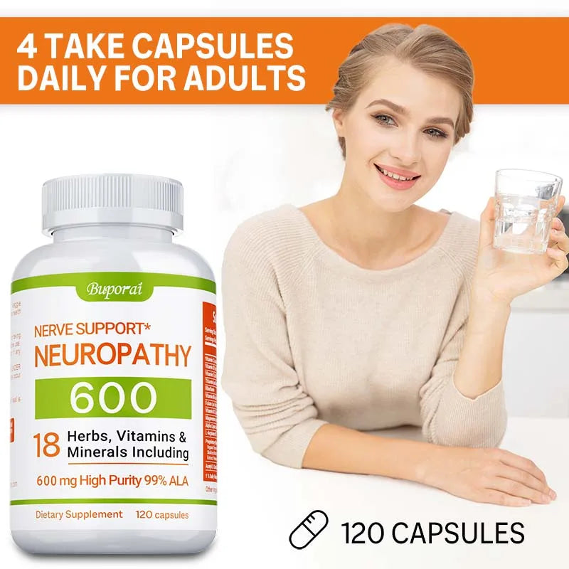 Neuropathy Support Supplement 600mg - Nervous System & Brain Function Aid