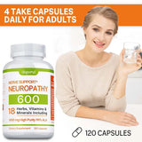 Neuropathy Support Supplement 600mg - Nervous System & Brain Function Aid