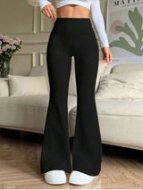 Women's Black High Waisted Flared Pants Stretchy Slimming Trousers 2026
