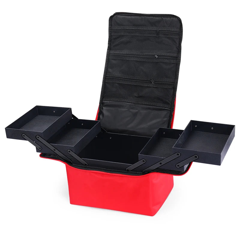 Large Makeup Train Case 4 Tier Organizer Bag for Women Travel Storage