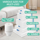 Vacuum Storage Bags with Electric Pump, 20 Pack for Clothes and Bedding