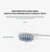 Sonic Electric Toothbrush IPX7 Waterproof USB Rechargeable 6 Modes