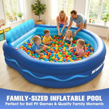 Inflatable Pool with Seats & Headrest, Oversized 90x90x20, Durable PVC