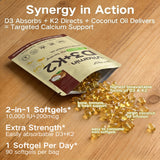 Vitamin D3 and K2 Soft Capsules for Daily Routines, 60 Count