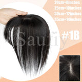 Gray Hair Toppers with Bangs for Women, Clip-in Human Hair, 5x9cm