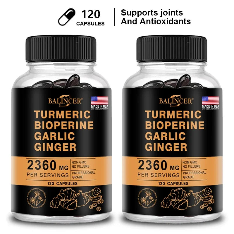 Turmeric Ginger Supplement with Curcumin and Black Pepper, 2360 Mg