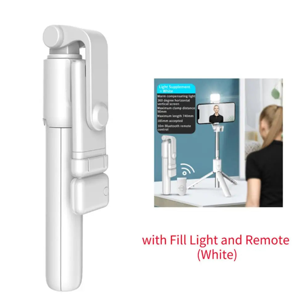 Portable Bluetooth Selfie Stick Tripod with Remote Shutter & Light